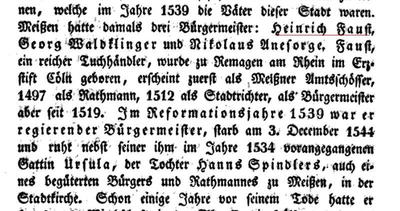 Heinrich Faust, Meißener Bürgermeister von 1519 bis 1539.