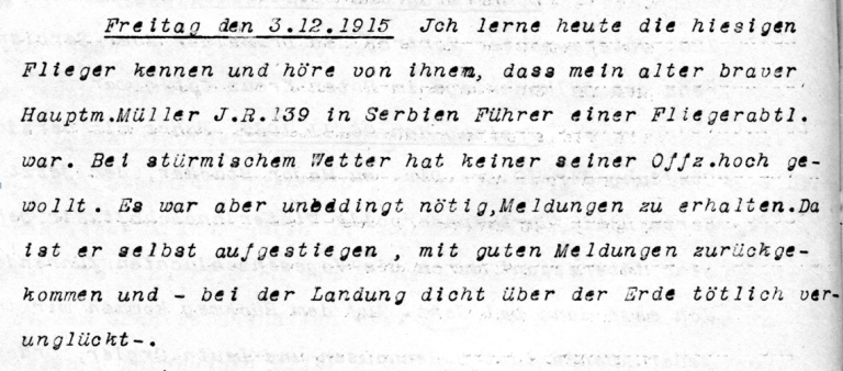 Tagebucheintrag zu Kurt Müller von Generalmajor Kaden.